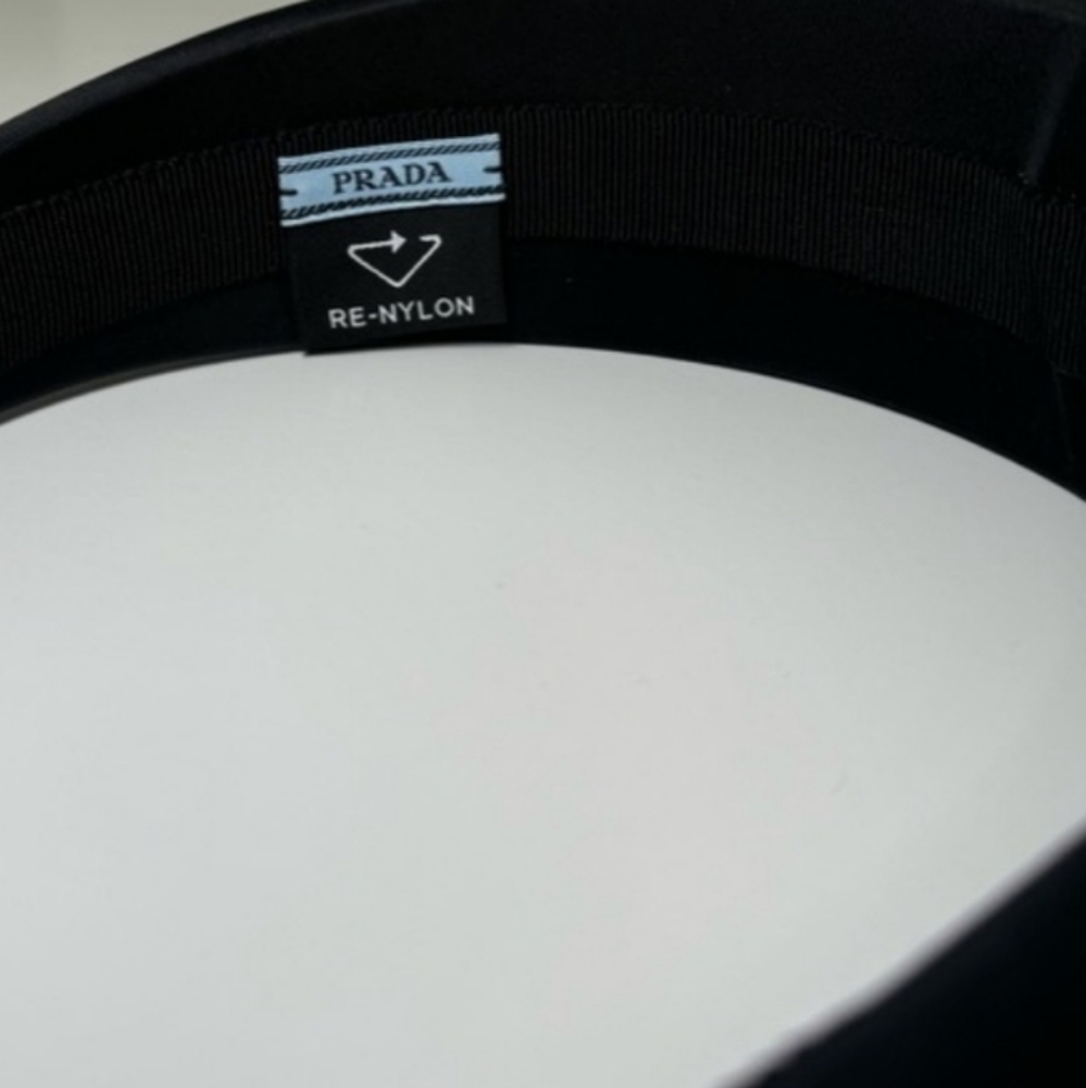 Prada Black Padded Headband with Triangle Logo - Picture 10 of 16